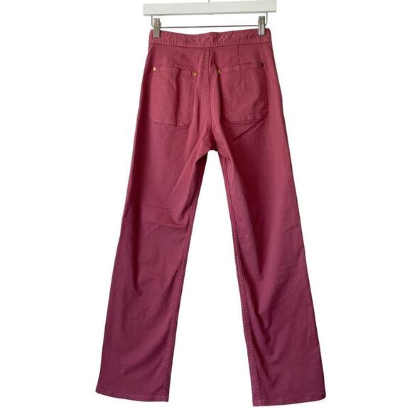 The Only Jane Women Chino Straight Leg Pant Trouser in Pink Maroon Size 2 - Picture 2 of 6